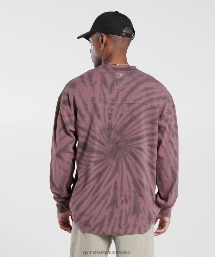 Gymshark camiseta de manga larga del día de descanso Granate polvoriento/gris silueta/lavado óptico en espiral hombres 04BZTL771 - Gymshark Mujer