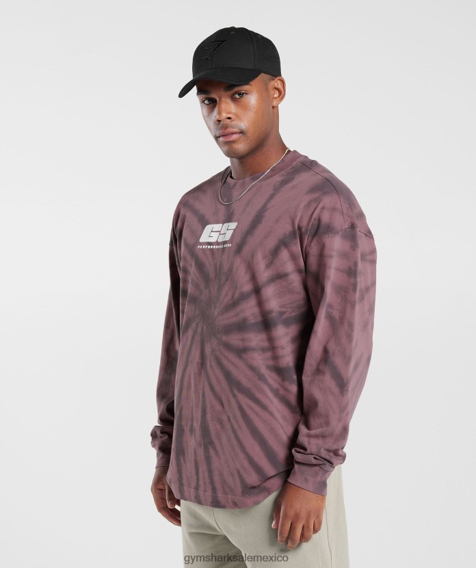 Gymshark camiseta de manga larga del día de descanso Granate polvoriento/gris silueta/lavado óptico en espiral hombres 04BZTL771 - Gymshark Mujer