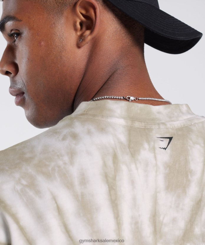 Gymshark camiseta de manga larga del día de descanso blanco/marrón hongo/lavado óptico en espiral hombres 04BZTL570 - Gymshark Hombre