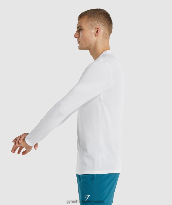 Gymshark camiseta de manga larga llegada blanco hombres 04BZTL649 - Gymshark México