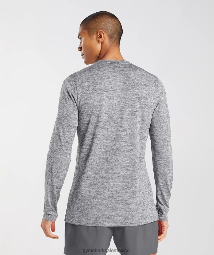 Gymshark camiseta de manga larga llegada gris silueta/gris claro jaspeado hombres 04BZTL605 - Gymshark Hombre
