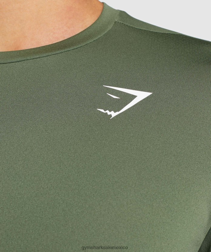 Gymshark camiseta de manga larga llegada núcleo de oliva hombres 04BZTL637 - Gymshark Mexico