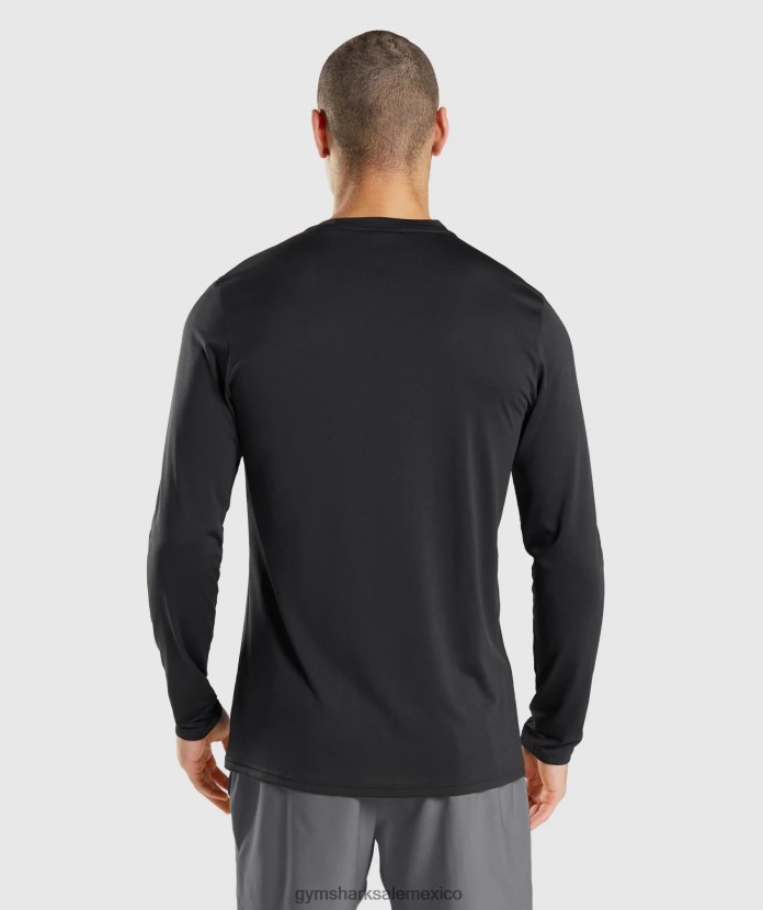 Gymshark camiseta de manga larga llegada negro hombres 04BZTL619 - Gymshark México
