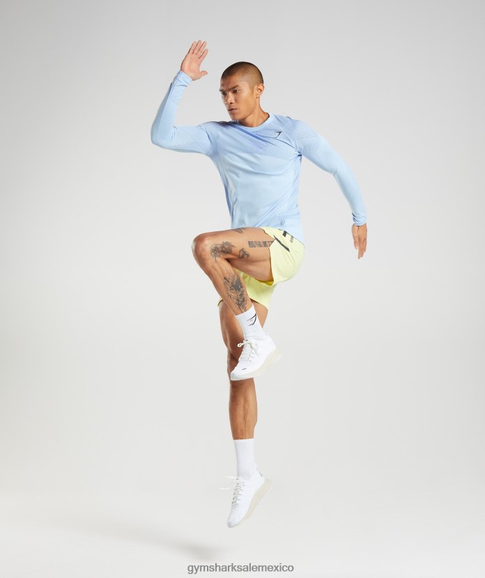 Gymshark camiseta de manga larga sin costuras apex azul lino/azul corte hombres 04BZTL750 - Gymshark Hombre