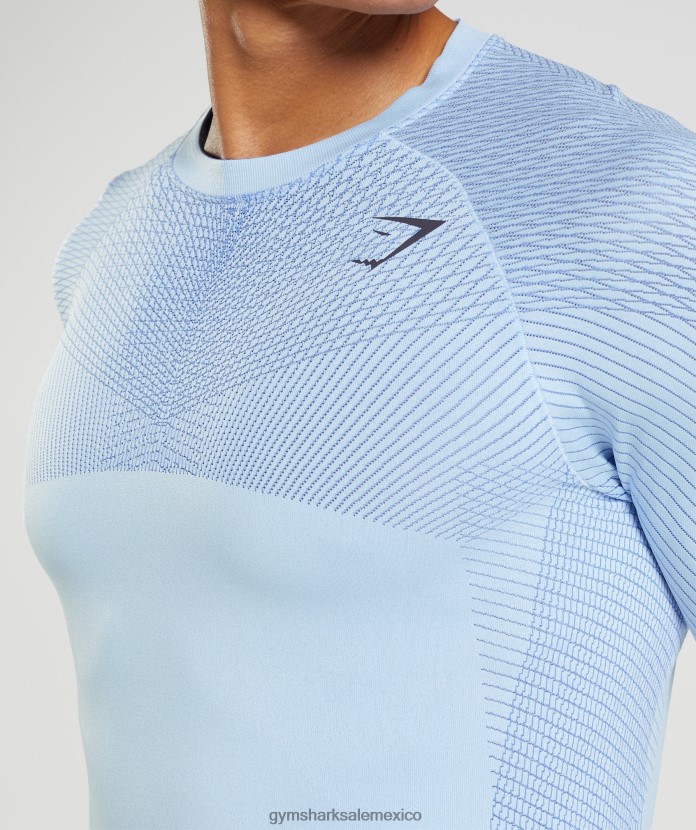 Gymshark camiseta de manga larga sin costuras apex azul lino/azul corte hombres 04BZTL750 - Gymshark Hombre