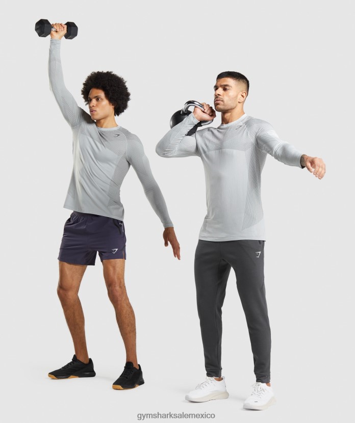 Gymshark camiseta de manga larga sin costuras apex gris claro/gris ónix hombres 04BZTL720 - Gymshark Hombre