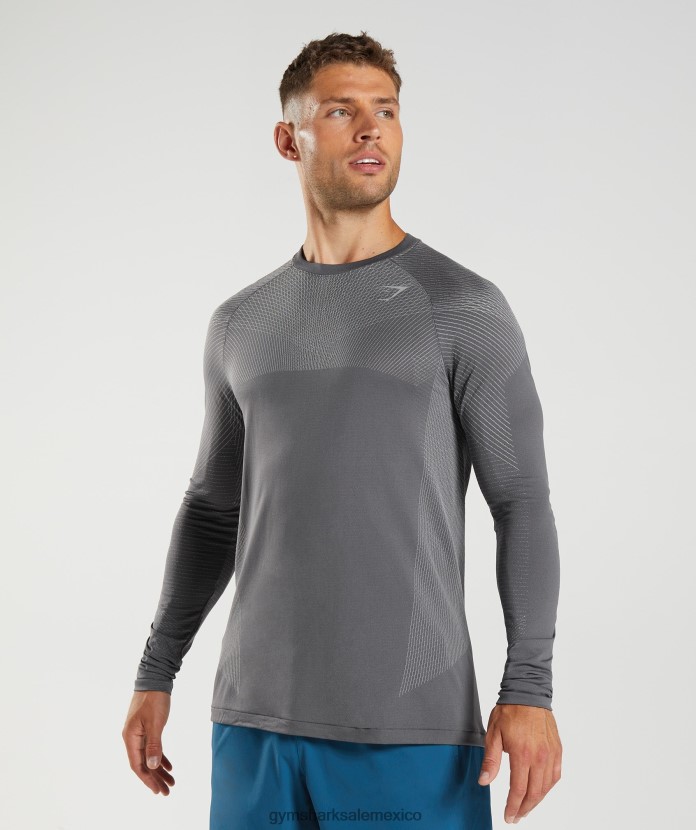 Gymshark camiseta de manga larga sin costuras apex gris silueta/gris ahumado hombres 04BZTL630 - Gymshark Hombre