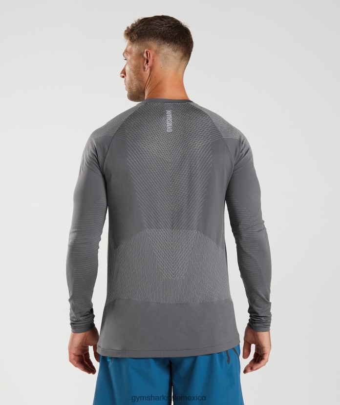 Gymshark camiseta de manga larga sin costuras apex gris silueta/gris ahumado hombres 04BZTL630 - Gymshark Hombre