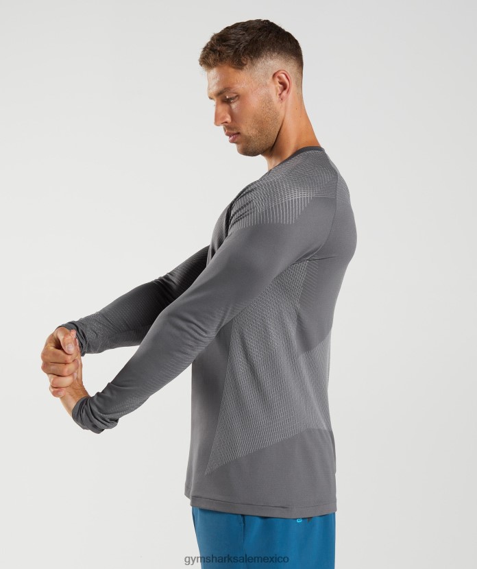 Gymshark camiseta de manga larga sin costuras apex gris silueta/gris ahumado hombres 04BZTL630 - Gymshark Hombre