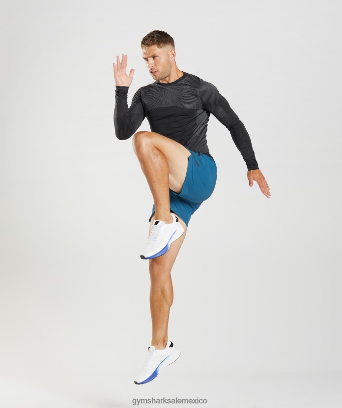 Gymshark camiseta de manga larga sin costuras apex negro/gris silueta hombres 04BZTL764 - Gymshark México