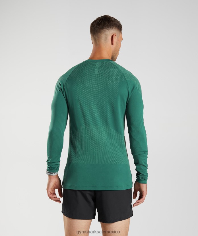 Gymshark camiseta de manga larga sin costuras apex verde bosque/verde hoya hombres 04BZTL699 - Gymshark México