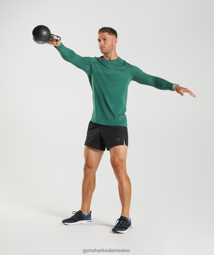 Gymshark camiseta de manga larga sin costuras apex verde bosque/verde hoya hombres 04BZTL699 - Gymshark México