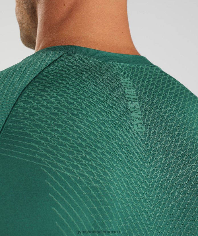 Gymshark camiseta de manga larga sin costuras apex verde bosque/verde hoya hombres 04BZTL699 - Gymshark México