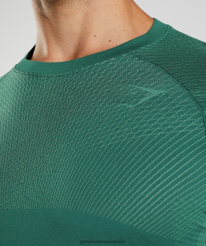 Gymshark camiseta de manga larga sin costuras apex verde bosque/verde hoya hombres 04BZTL699 - Gymshark México