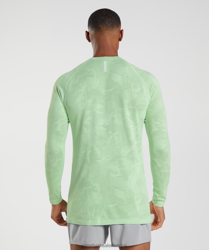 Gymshark camiseta de manga larga sin costuras con diseño geométrico aloe verde/té verde hombres 04BZTL685 - Gymshark Hombre