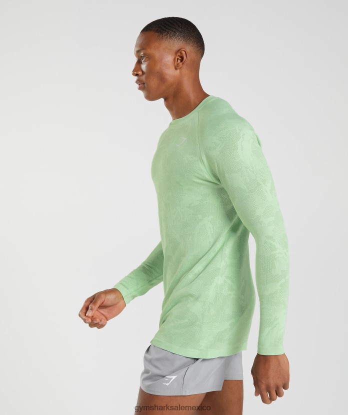 Gymshark camiseta de manga larga sin costuras con diseño geométrico aloe verde/té verde hombres 04BZTL685 - Gymshark Hombre