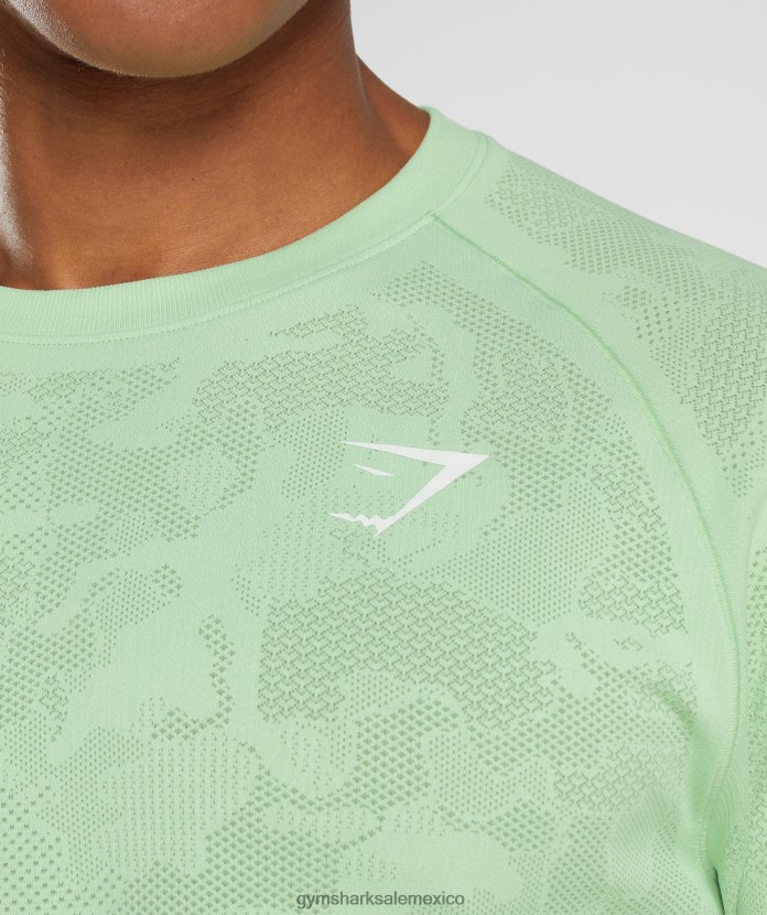 Gymshark camiseta de manga larga sin costuras con diseño geométrico aloe verde/té verde hombres 04BZTL685 - Gymshark Hombre