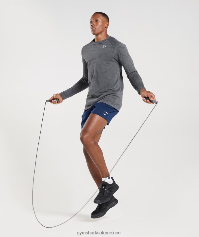 Gymshark camiseta de manga larga sin costuras con diseño geométrico gris carbón/negro hombres 04BZTL628 - Gymshark Sale