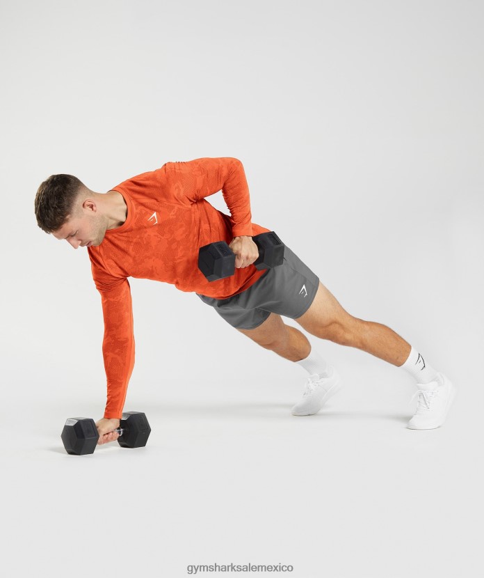 Gymshark camiseta de manga larga sin costuras con diseño geométrico pimiento rojo/salsa roja hombres 04BZTL615 - Gymshark Hombre