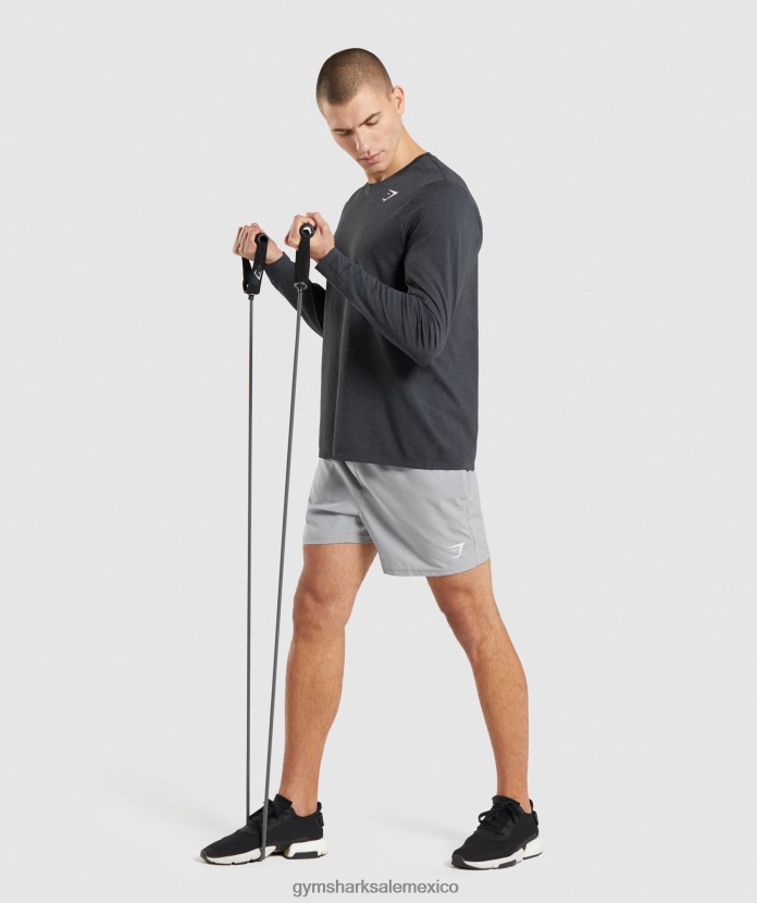 Gymshark camiseta de manga larga sin costuras llegada marga negra hombres 04BZTL752 - Gymshark Mexico