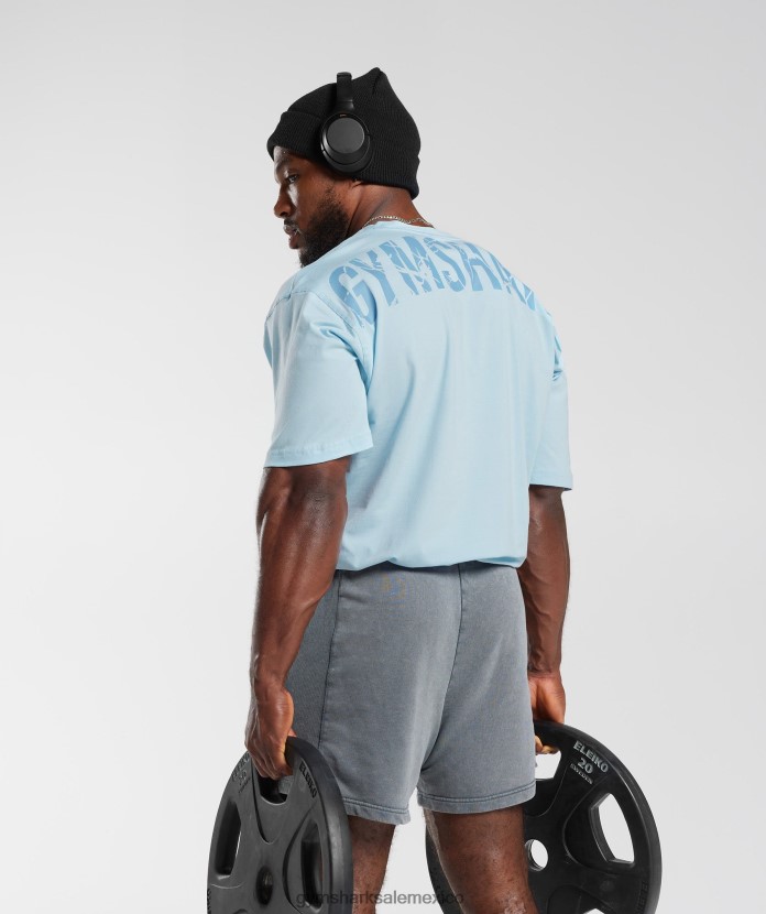 Gymshark camiseta de poder horizonte azul hombres 04BZTL648 - Gymshark Sale