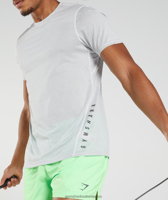 Gymshark camiseta deportiva blanco/gris ahumado jaspeado hombres 04BZTL756 - Gymshark Mujer