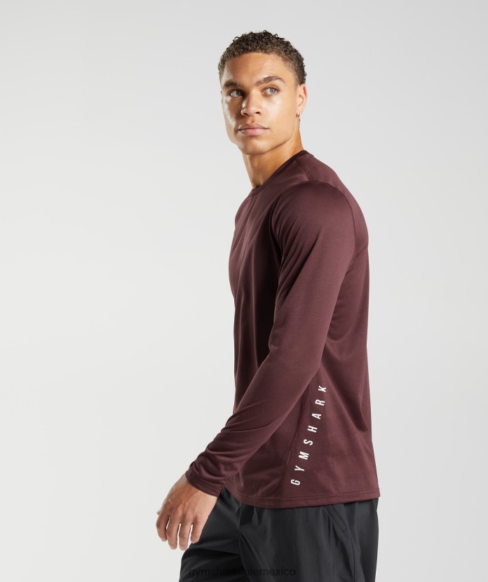 Gymshark camiseta deportiva de manga larga granate al horno/marga negra hombres 04BZTL681 - Gymshark Mujer