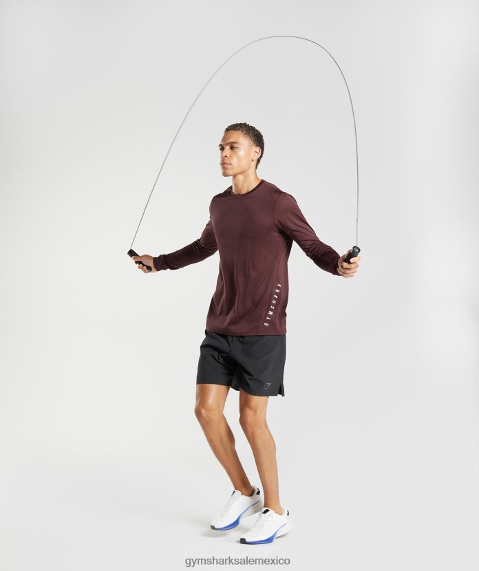 Gymshark camiseta deportiva de manga larga granate al horno/marga negra hombres 04BZTL681 - Gymshark Mujer