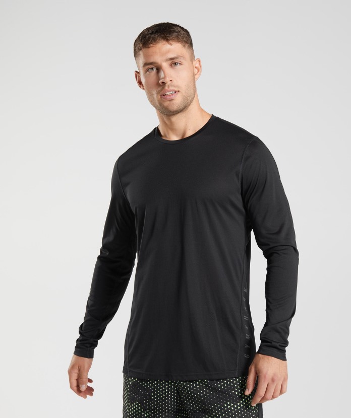 Gymshark camiseta deportiva de manga larga negro/negro jaspeado hombres 04BZTL584 - Gymshark México