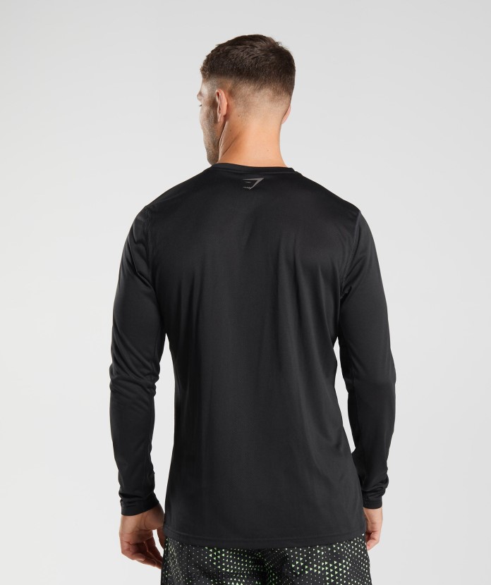 Gymshark camiseta deportiva de manga larga negro/negro jaspeado hombres 04BZTL584 - Gymshark México