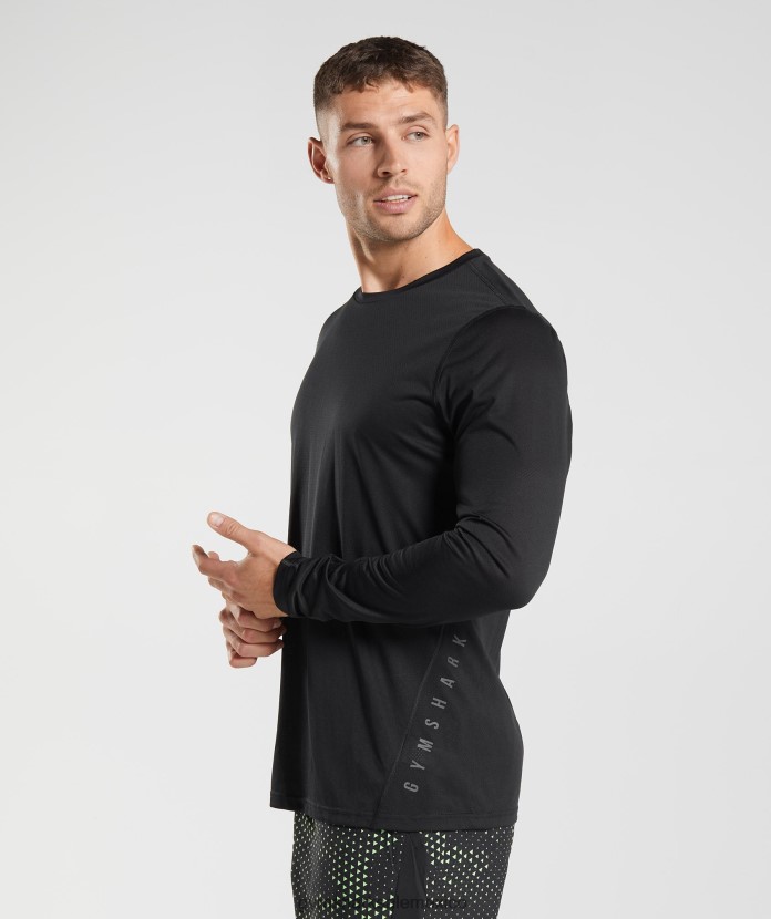 Gymshark camiseta deportiva de manga larga negro/negro jaspeado hombres 04BZTL584 - Gymshark México