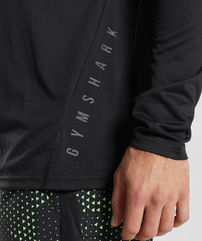 Gymshark camiseta deportiva de manga larga negro/negro jaspeado hombres 04BZTL584 - Gymshark México