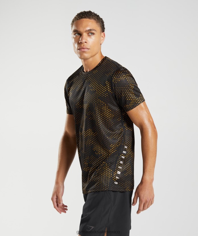 Gymshark camiseta deportiva estampado amarillo cúrcuma hombres 04BZTL692 - Gymshark Mexico