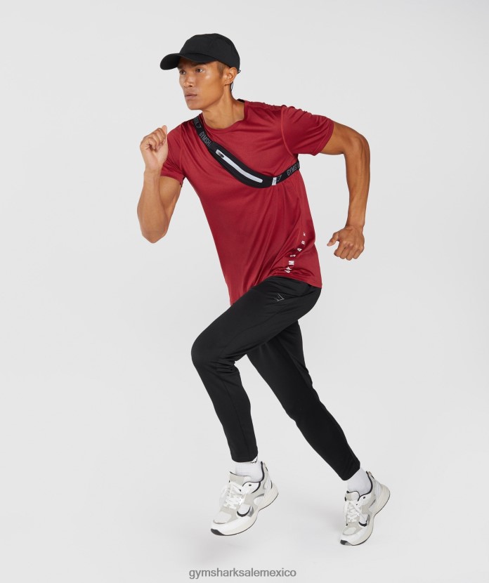 Gymshark camiseta deportiva salsa roja/negra jaspeada hombres 04BZTL725 - Gymshark Hombre