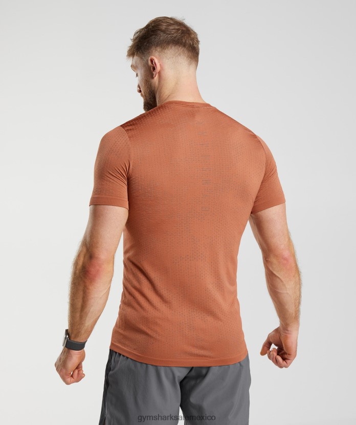 Gymshark camiseta deportiva sin costuras rojo caqui/marrón cálido hombres 04BZTL721 - Gymshark Mujer