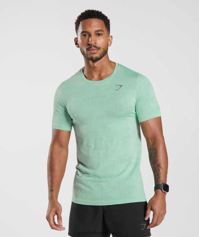 Gymshark camiseta deportiva sin costuras verde pastel/verde sauce hombres 04BZTL715 - Gymshark Hombre
