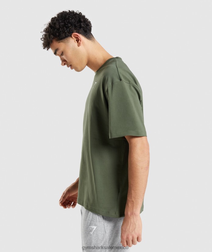 Gymshark camiseta extragrande básica núcleo de oliva hombres 04BZTL623 - Gymshark Sale