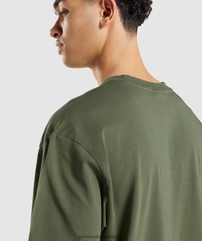 Gymshark camiseta extragrande básica núcleo de oliva hombres 04BZTL623 - Gymshark Sale