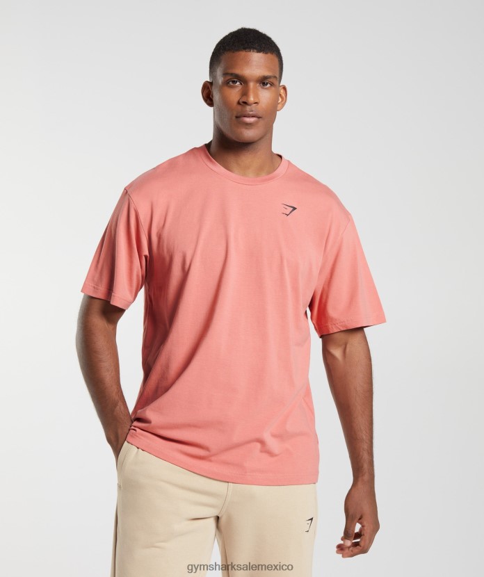Gymshark camiseta extragrande básica rosa terracota hombres 04BZTL569 - Gymshark México