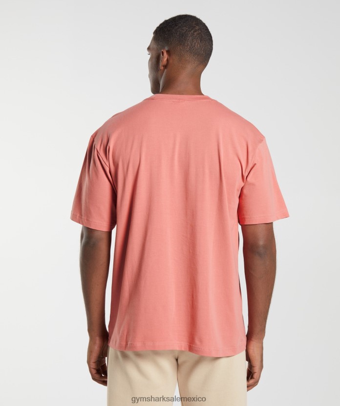 Gymshark camiseta extragrande básica rosa terracota hombres 04BZTL569 - Gymshark México