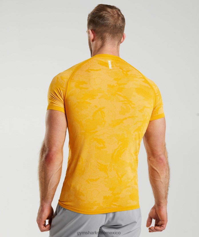 Gymshark camiseta geo sin costuras amarillo soleado/blanco hombres 04BZTL736 - Gymshark Mujer