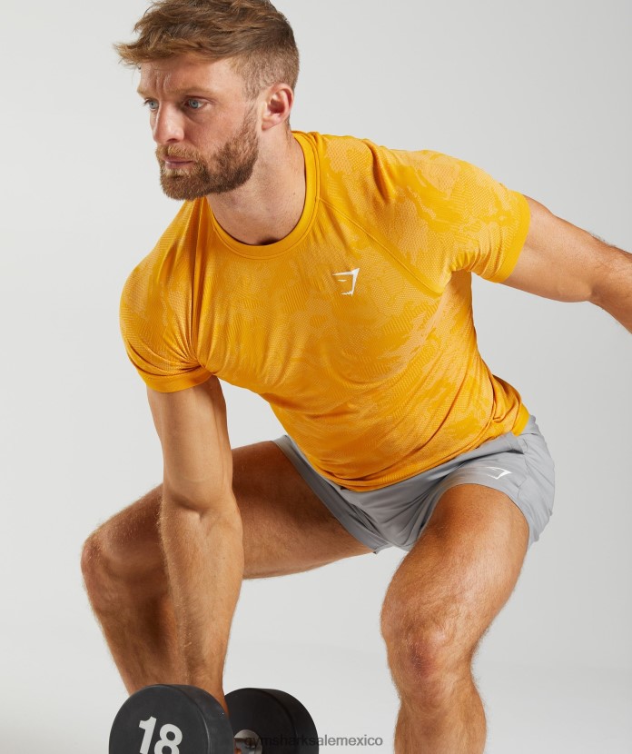 Gymshark camiseta geo sin costuras amarillo soleado/blanco hombres 04BZTL736 - Gymshark Mujer