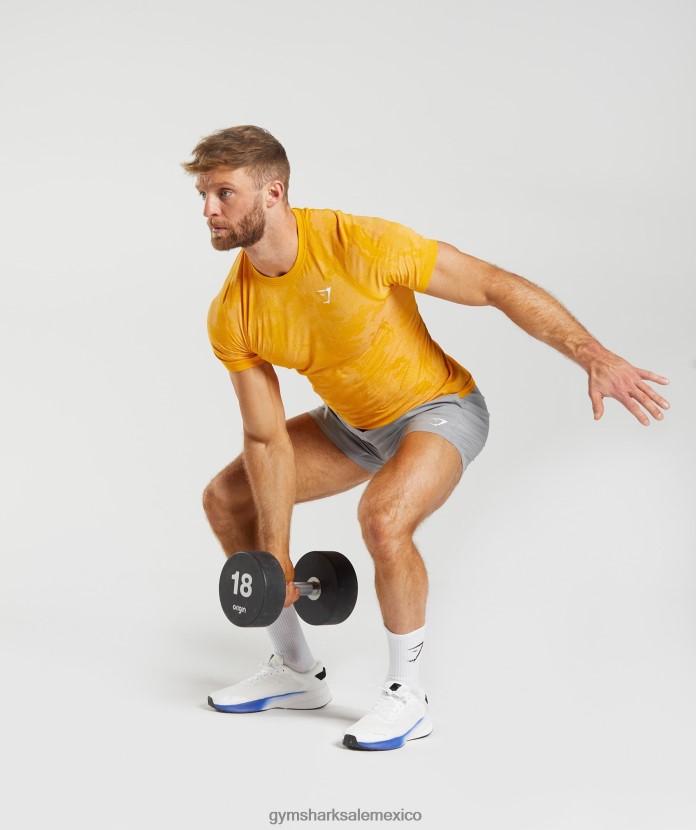 Gymshark camiseta geo sin costuras amarillo soleado/blanco hombres 04BZTL736 - Gymshark Mujer