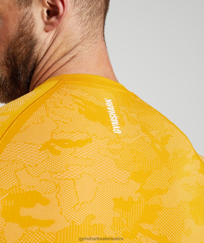 Gymshark camiseta geo sin costuras amarillo soleado/blanco hombres 04BZTL736 - Gymshark Mujer