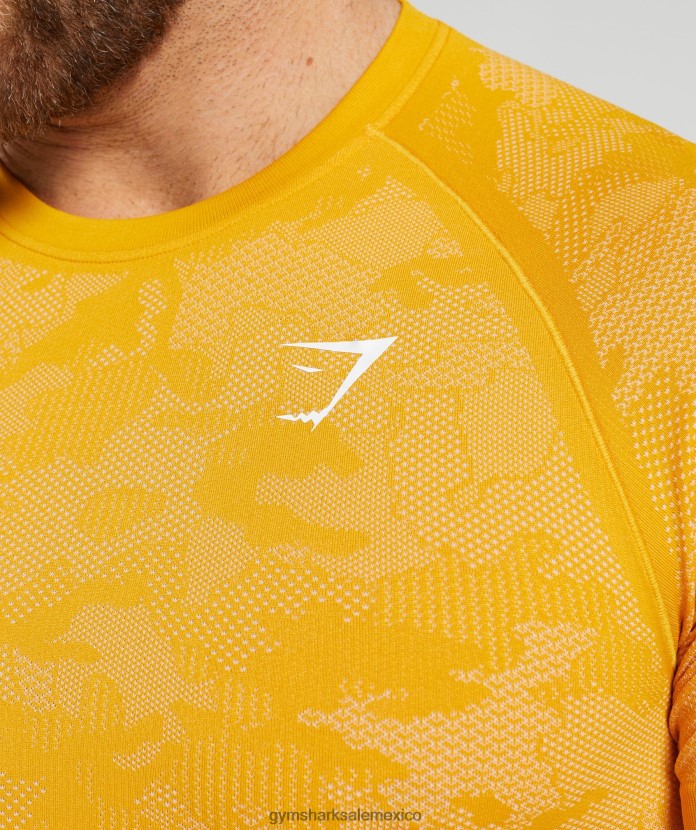 Gymshark camiseta geo sin costuras amarillo soleado/blanco hombres 04BZTL736 - Gymshark Mujer