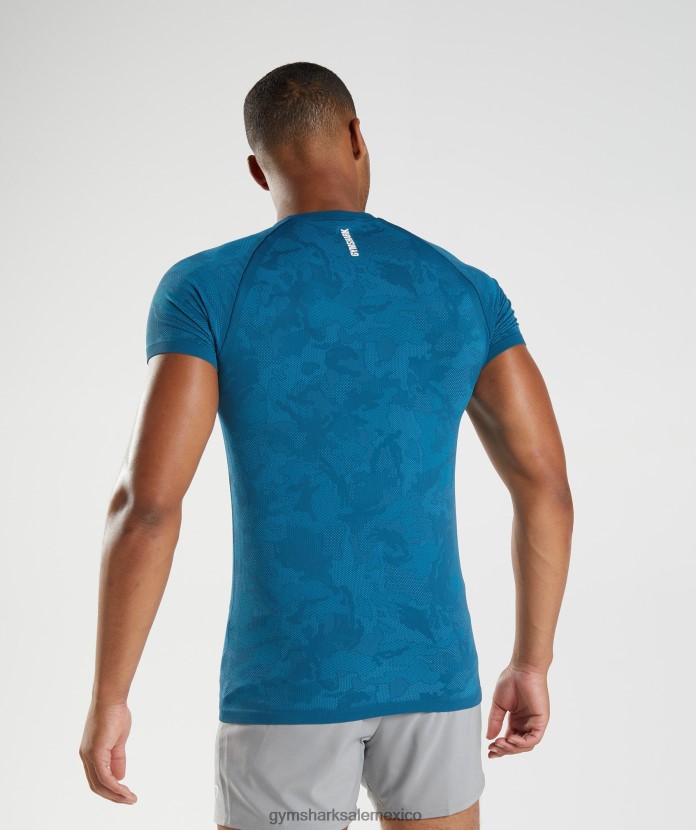 Gymshark camiseta geo sin costuras azul atlántico/azul tiburón hombres 04BZTL640 - Gymshark Hombre