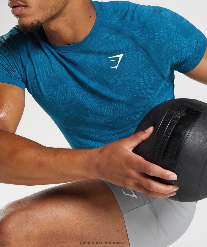 Gymshark camiseta geo sin costuras azul atlántico/azul tiburón hombres 04BZTL640 - Gymshark Hombre