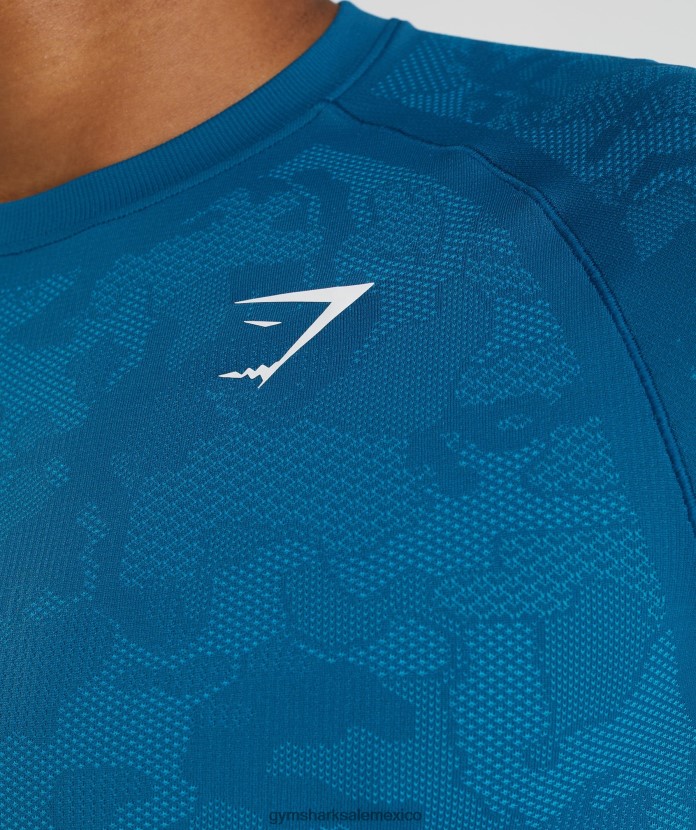 Gymshark camiseta geo sin costuras azul atlántico/azul tiburón hombres 04BZTL640 - Gymshark Hombre