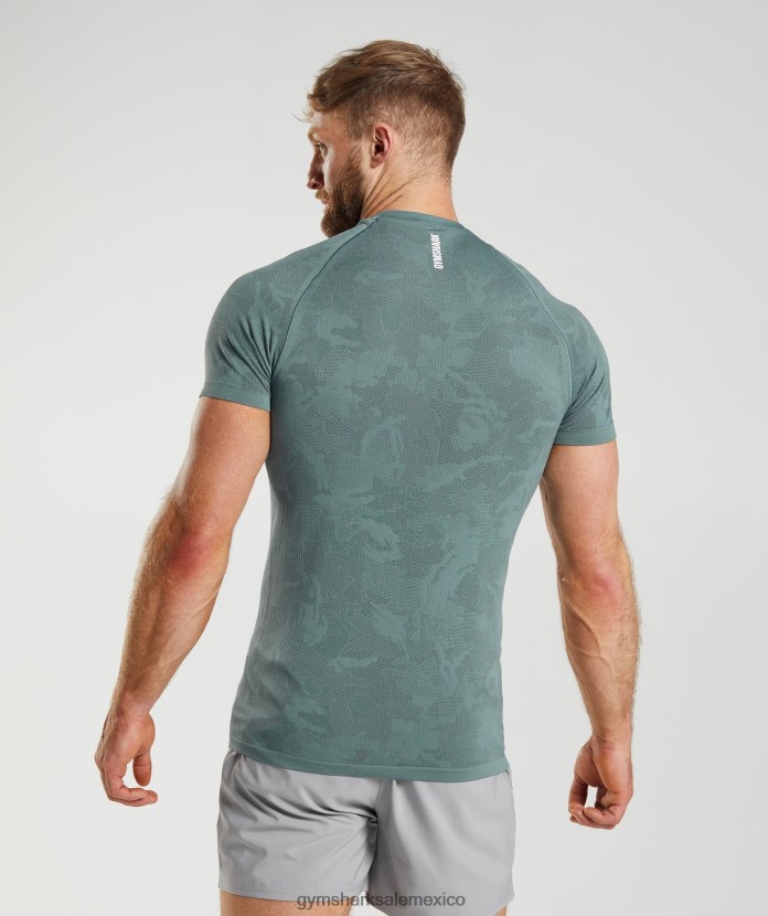Gymshark camiseta geo sin costuras azul trueno/gris cósmico hombres 04BZTL737 - Gymshark Mexico