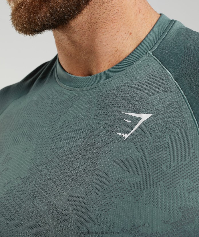 Gymshark camiseta geo sin costuras azul trueno/gris cósmico hombres 04BZTL737 - Gymshark Mexico